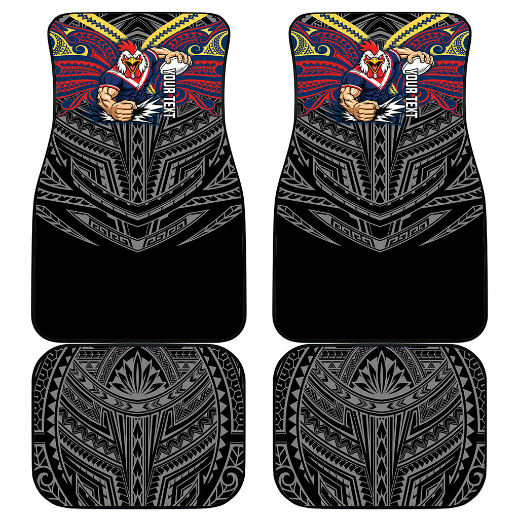 Custom Sydney Roosters Car Mats Roosters Warrior Polynesia Islander Rugby Mascot