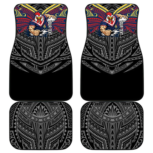 Custom Sydney Roosters Car Mats Roosters Warrior Polynesia Islander Rugby Mascot