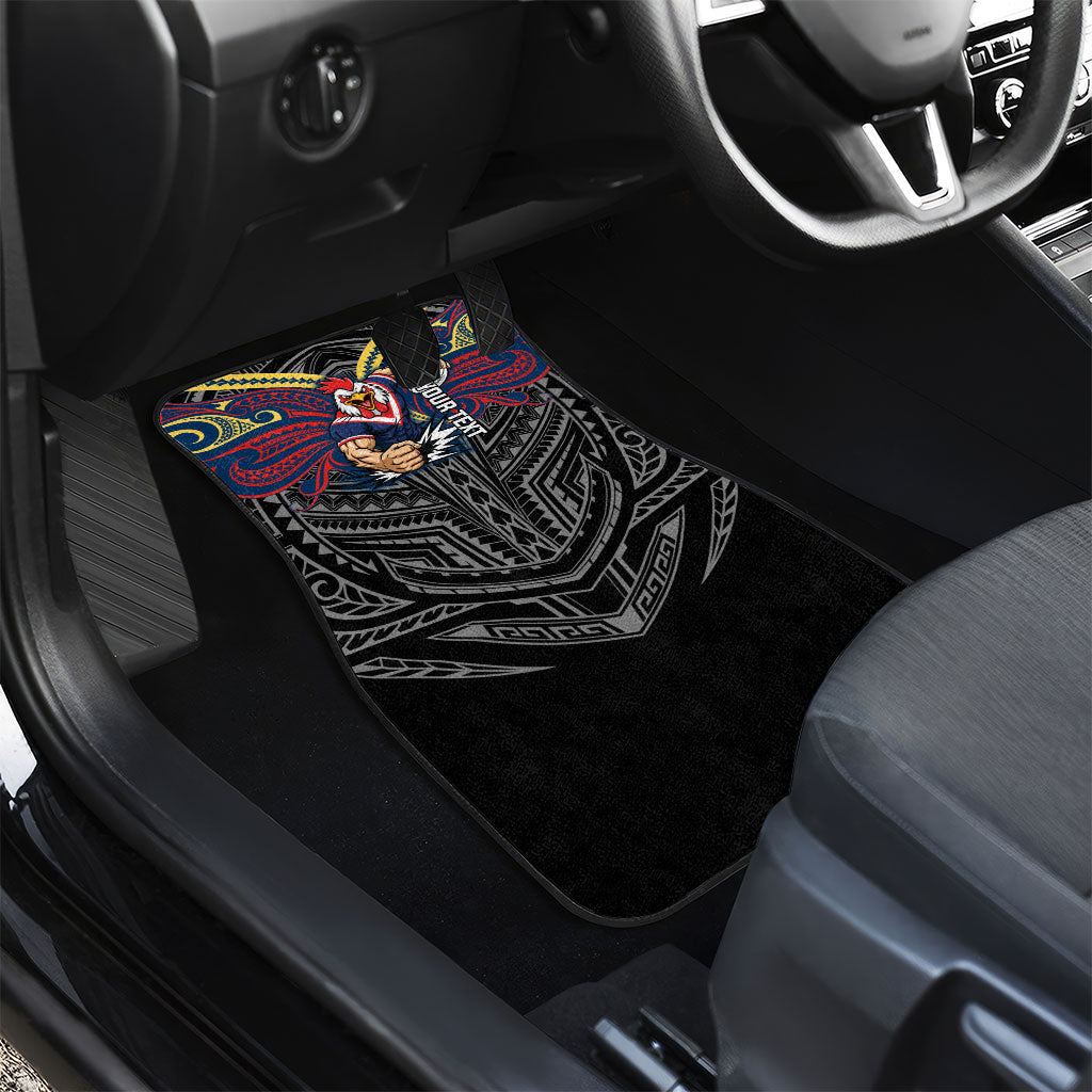 Custom Sydney Roosters Car Mats Roosters Warrior Polynesia Islander Rugby Mascot