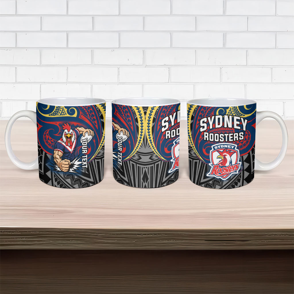 Custom Sydney Roosters Ceramic Mug Roosters Warrior Polynesia Islander Rugby Mascot