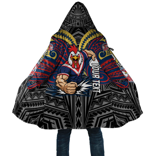 Custom Sydney Roosters Cloak Roosters Warrior Polynesia Islander Rugby Mascot