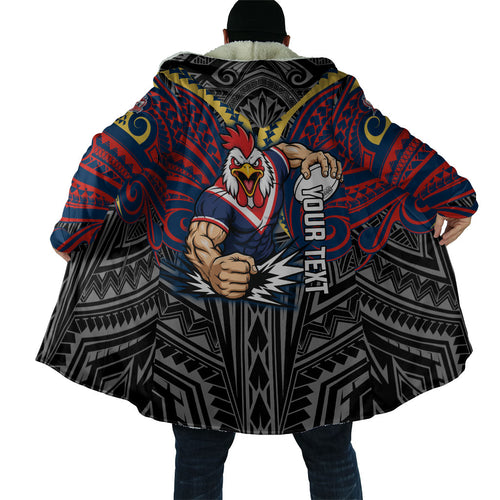 Custom Sydney Roosters Cloak Roosters Warrior Polynesia Islander Rugby Mascot