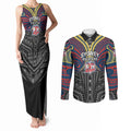 Custom Sydney Roosters Couples Matching Tank Maxi Dress and Long Sleeve Button Shirt Roosters Warrior Polynesia Islander Rugby Mascot