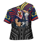 Custom Sydney Roosters Cross Shoulder Shirt Roosters Warrior Polynesia Islander Rugby Mascot