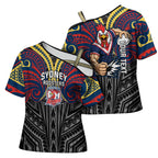 Custom Sydney Roosters Cross Shoulder Shirt Roosters Warrior Polynesia Islander Rugby Mascot