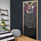 Custom Sydney Roosters Door Cover Roosters Warrior Polynesia Islander Rugby Mascot