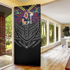 Custom Sydney Roosters Door Cover Roosters Warrior Polynesia Islander Rugby Mascot