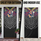 Custom Sydney Roosters Door Cover Roosters Warrior Polynesia Islander Rugby Mascot