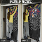 Custom Sydney Roosters Door Cover Roosters Warrior Polynesia Islander Rugby Mascot