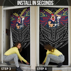 Custom Sydney Roosters Door Cover Roosters Warrior Polynesia Islander Rugby Mascot