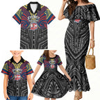 Custom Sydney Roosters Family Matching Mermaid Dress and Hawaiian Shirt Roosters Warrior Polynesia Islander Rugby Mascot