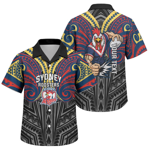 Custom Sydney Roosters Family Matching Mermaid Dress and Hawaiian Shirt Roosters Warrior Polynesia Islander Rugby Mascot