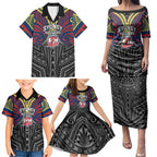 Custom Sydney Roosters Family Matching Puletasi and Hawaiian Shirt Roosters Warrior Polynesia Islander Rugby Mascot