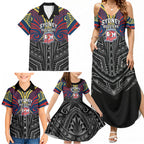 Custom Sydney Roosters Family Matching Summer Maxi Dress and Hawaiian Shirt Roosters Warrior Polynesia Islander Rugby Mascot