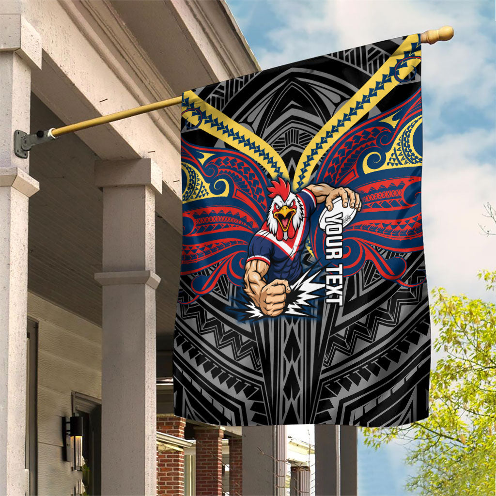Custom Sydney Roosters Garden Flag Roosters Warrior Polynesia Islander Rugby Mascot