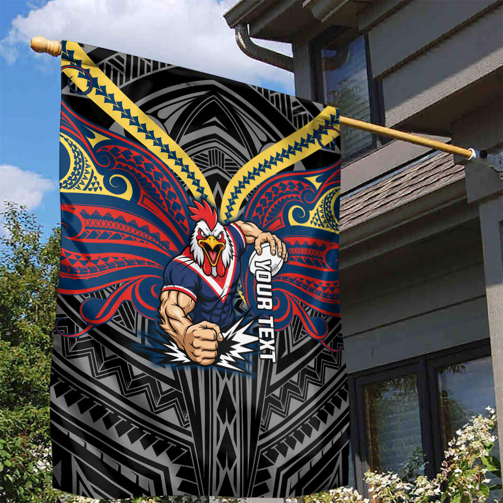 Custom Sydney Roosters Garden Flag Roosters Warrior Polynesia Islander Rugby Mascot