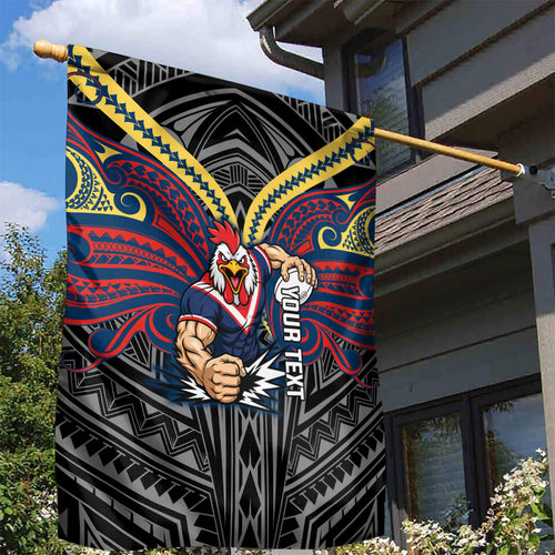 Custom Sydney Roosters Garden Flag Roosters Warrior Polynesia Islander Rugby Mascot