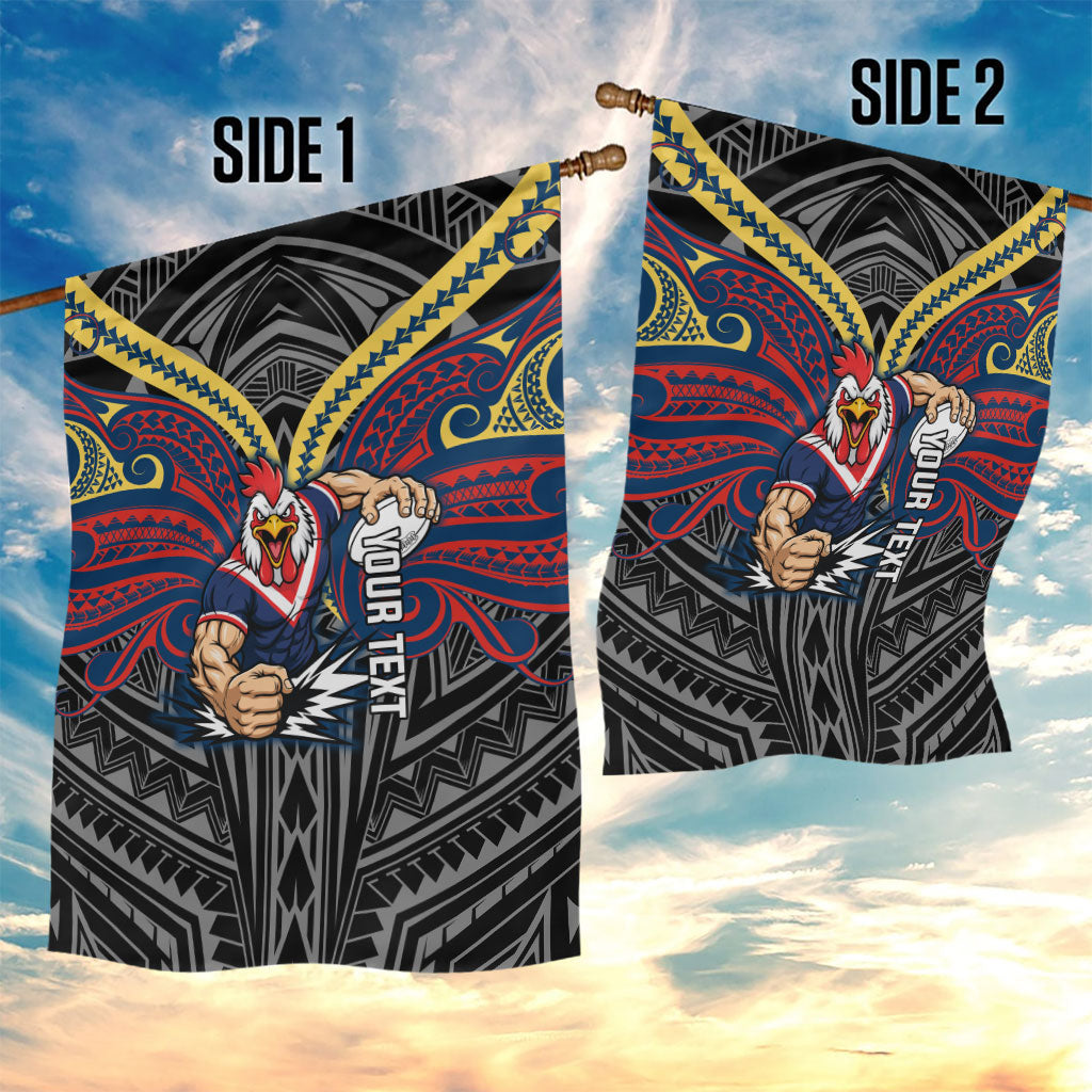 Custom Sydney Roosters Garden Flag Roosters Warrior Polynesia Islander Rugby Mascot