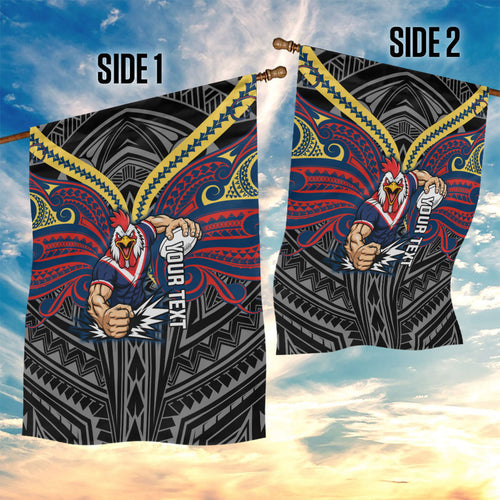 Custom Sydney Roosters Garden Flag Roosters Warrior Polynesia Islander Rugby Mascot