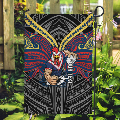 Custom Sydney Roosters Garden Flag Roosters Warrior Polynesia Islander Rugby Mascot