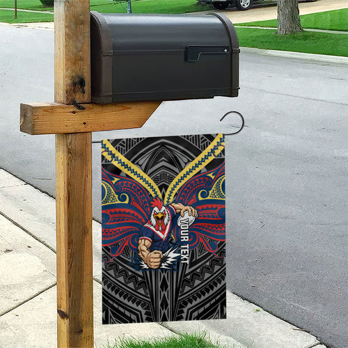 Custom Sydney Roosters Garden Flag Roosters Warrior Polynesia Islander Rugby Mascot