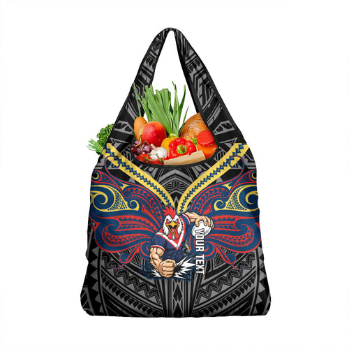Custom Sydney Roosters Grocery Bag Roosters Warrior Polynesia Islander Rugby Mascot