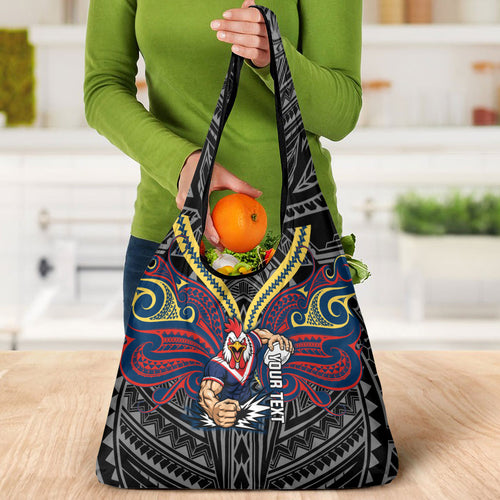 Custom Sydney Roosters Grocery Bag Roosters Warrior Polynesia Islander Rugby Mascot