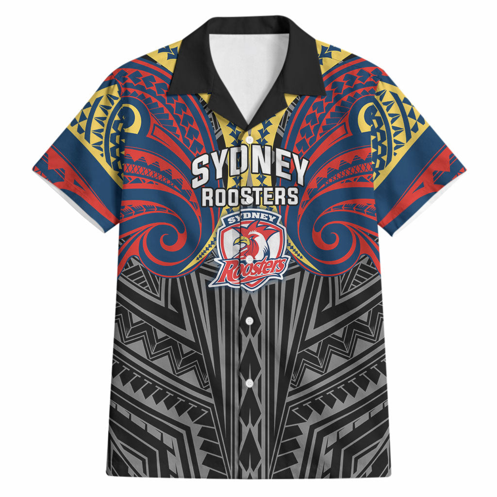 Custom Sydney Roosters Hawaiian Shirt Roosters Warrior Polynesia Islander Rugby Mascot