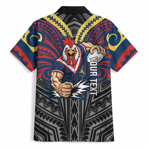 Custom Sydney Roosters Hawaiian Shirt Roosters Warrior Polynesia Islander Rugby Mascot