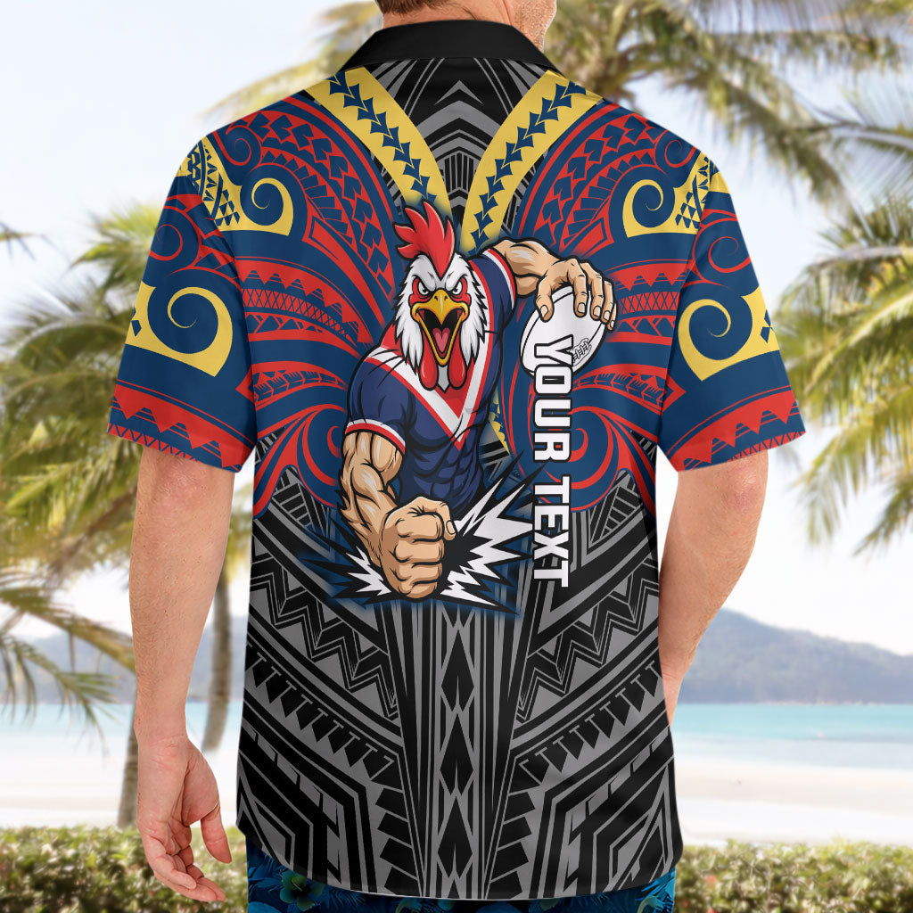 Custom Sydney Roosters Hawaiian Shirt Roosters Warrior Polynesia Islander Rugby Mascot