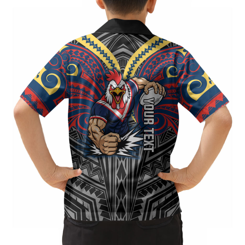 Custom Sydney Roosters Hawaiian Shirt Roosters Warrior Polynesia Islander Rugby Mascot