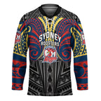 Custom Sydney Roosters Hockey Jersey Roosters Warrior Polynesia Islander Rugby Mascot