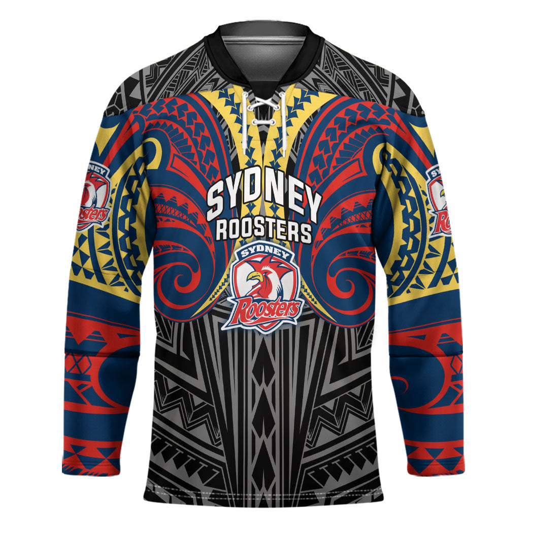Custom Sydney Roosters Hockey Jersey Roosters Warrior Polynesia Islander Rugby Mascot