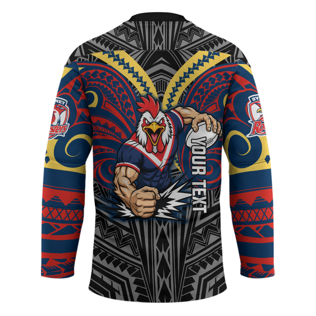 Custom Sydney Roosters Hockey Jersey Roosters Warrior Polynesia Islander Rugby Mascot
