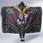 Custom Sydney Roosters Hooded Blanket Roosters Warrior Polynesia Islander Rugby Mascot