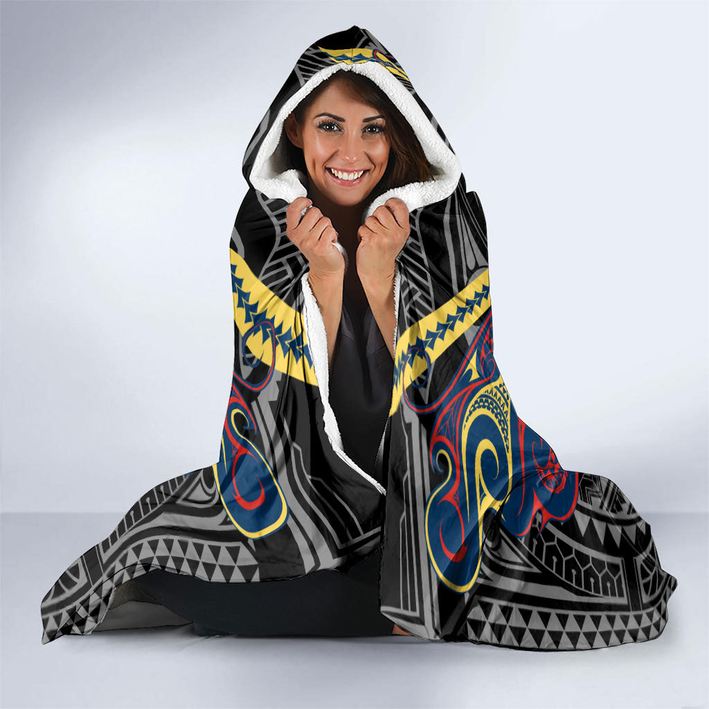 Custom Sydney Roosters Hooded Blanket Roosters Warrior Polynesia Islander Rugby Mascot