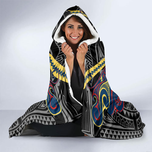 Custom Sydney Roosters Hooded Blanket Roosters Warrior Polynesia Islander Rugby Mascot