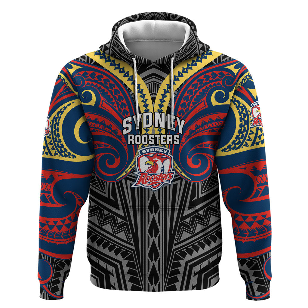Custom Sydney Roosters Hoodie Roosters Warrior Polynesia Islander Rugby Mascot