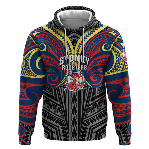 Custom Sydney Roosters Hoodie Roosters Warrior Polynesia Islander Rugby Mascot