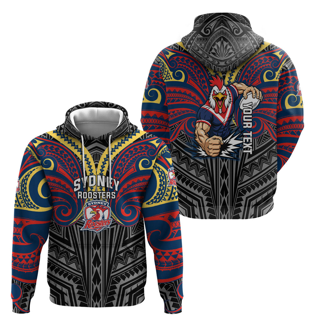 Custom Sydney Roosters Hoodie Roosters Warrior Polynesia Islander Rugby Mascot