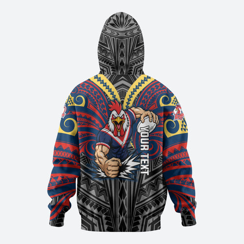 Custom Sydney Roosters Hoodie Roosters Warrior Polynesia Islander Rugby Mascot
