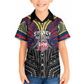 Custom Sydney Roosters Kid Hawaiian Shirt Roosters Warrior Polynesia Islander Rugby Mascot