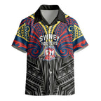 Custom Sydney Roosters Kid Hawaiian Shirt Roosters Warrior Polynesia Islander Rugby Mascot