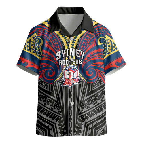 Custom Sydney Roosters Kid Hawaiian Shirt Roosters Warrior Polynesia Islander Rugby Mascot