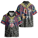 Custom Sydney Roosters Kid Hawaiian Shirt Roosters Warrior Polynesia Islander Rugby Mascot