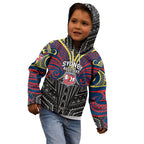 Custom Sydney Roosters Kid Hoodie Roosters Warrior Polynesia Islander Rugby Mascot