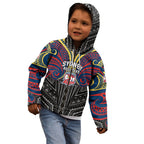 Custom Sydney Roosters Kid Hoodie Roosters Warrior Polynesia Islander Rugby Mascot