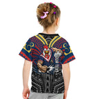 Custom Sydney Roosters Kid T Shirt Roosters Warrior Polynesia Islander Rugby Mascot