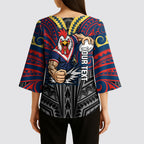 Custom Sydney Roosters Kimono Sleeve Blouse Roosters Warrior Polynesia Islander Rugby Mascot