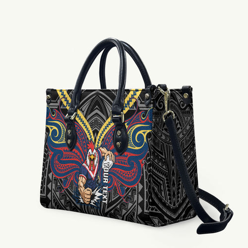 Custom Sydney Roosters Leather Bag Roosters Warrior Polynesia Islander Rugby Mascot